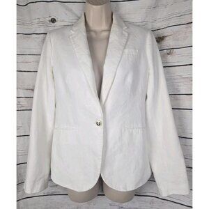J Crew Campbell White 100% Linen Blazer Jacket 4 Nautical Coastal Womens Summer